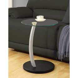Black/ Silver Bentwood Accent Table With Tempered Glass
