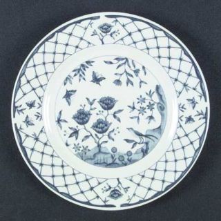 Sango Dynasty Salad Plate, Fine China Dinnerware   Blue Lattice/Floral & Butterf