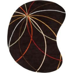 Hand tufted Black Contemporary Cheeka Wool Abstract Rug (8 X 10 Kidney)
