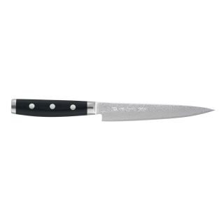 Yaxell Gou 6 inch Slicing Knife (Black handleBlade materials SG2 steel clad with 101 layers of high carbon stainless steelHandle materials Black canvas micartaBlade length 6 inchesHandle length 5 inchesWeight 1 poundDimensions 15 inches x 3 inches x