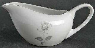Queens Royal Queens Royal Creamer, Fine China Dinnerware   Gray Rose&Bud,Gray Le