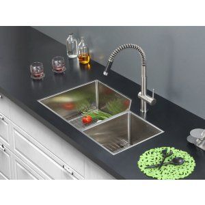 Ruvati RVC2359 Combo Stainless Steel Kitchen Sink and Stainless Steel Set