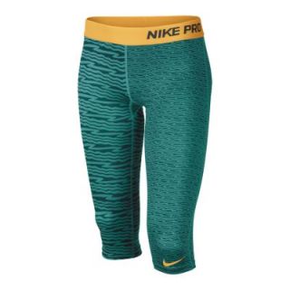 Nike Pro Fitted Graphic Girls Capris   Turbo Green