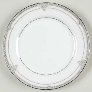 Mikasa Rondelay Bread & Butter Plate, Fine China Dinnerware   Gray Flowers&Braid