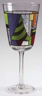 Pfaltzgraff Mondrian Christmas Glassware Goblet, Fine China Dinnerware   Abstrac