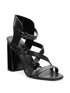 Pip Strappy Leather Sandals   Black