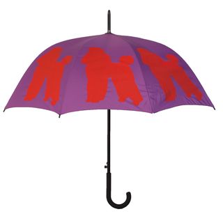 Poodle Silhouette Full size Umbrella (Purple/ orangeFull sizeAutomatic openingFiberglass ribsCurved handleTelfon treated fabricWaterproofTread count 190 Materials Steel frame, fiberglass ribs, 190 thread pongee polyester canopy, rubber coated handle, pl