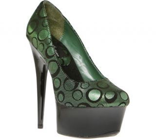 Womens Highest Heel Amber 661   Green Circle Print Fabric High Heels