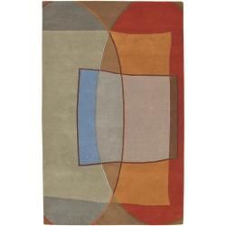 Hand tufted Multi Colored Contemporary Kansas New Zealand Wool Abstract Rug (8 X 11)