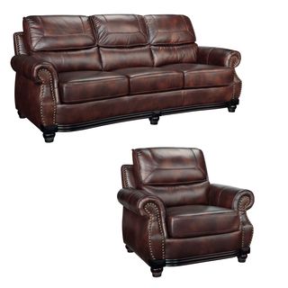 Maverick Cocoa Brown Italian Leather Sofa And Chair