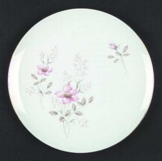 Symco Gayle Dinner Plate, Fine China Dinnerware   Pink Flowers, Brown/Gray Leave