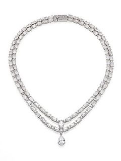 Adriana Orsini Two Strand Teardrop Pendant Necklace   Silver