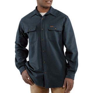 Carhartt Chamois Long Sleeve Shirt   Navy, 2XL, Regular Style, Model# 100080