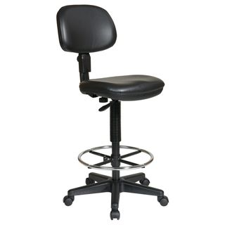 Office Star Products Work Smart Sculptured Vinyl Armless Drafting Chair (Black Weight capacity 250 pounds Dimensions 49.5 inches high x 19.5 inches wide x 23.5 inches deep Seat size 18 inches wide x 17 inches deep x 2.5 inches tall Back size 16 inches