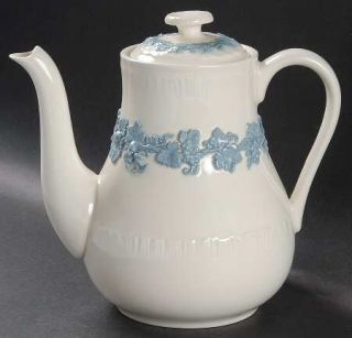 Wedgwood Lavender On Cream Color (Shell Edge) Coffee Pot & Lid, Fine China Dinne
