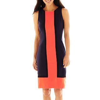 Worthington Sleeveless Colorblock Dress, Blk/nvy/coral
