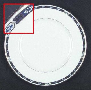 Royal Worcester Grosvenor Blue Dinner Plate, Fine China Dinnerware   White/Gold/