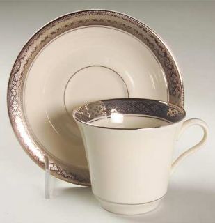 Castleton (USA) Evening Reflections Platinum Flat Cup & Saucer Set, Fine China D