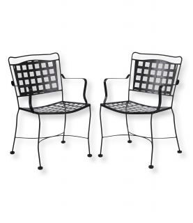 Wrought Iron Slat Chairs, Set Of 2
