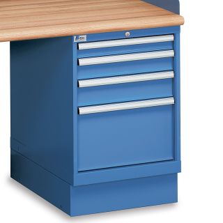 Lista 4 Drawer Pedestal   2 7/8, 3 7/8, 4 7/8, 11 1/2 Front Drawer Heights   Partitions Included   Bright Blue