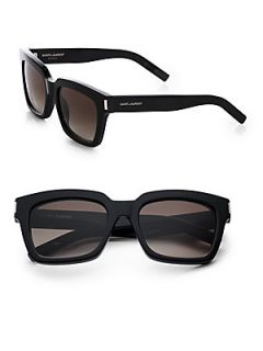 Saint Laurent Thick Square Acetate Sunglasses   Black