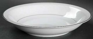 Celebrity Mystique Rim Soup Bowl, Fine China Dinnerware   White Scrolls & Flower