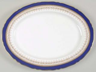 Royal Worcester Regency Blue (White) 15 Oval Serving Platter, Fine China Dinner