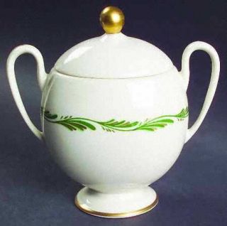 Franciscan Arcadia Green Sugar Bowl & Lid, Fine China Dinnerware   Green Plumes