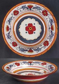 Tabletops Unlimited Italiano 8 Soup/Pasta Bowl, Fine China Dinnerware   Red/Blu