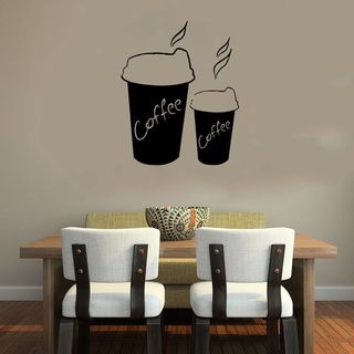 Cup Of Coffee To Go Smoke Wall Vinyl Decal (Glossy blackDimensions 25 inches wide x 35 inches long )