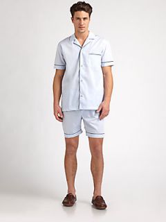 Hanro Short Pajama Set   Blue Silver