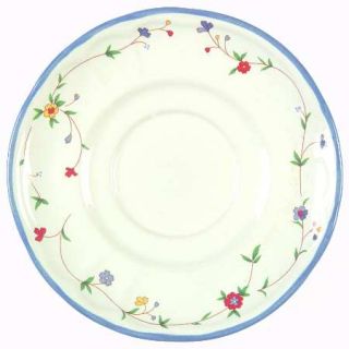 Epoch Oakbrook Saucer, Fine China Dinnerware   Blue, Yellow & Red Flowers On Whi