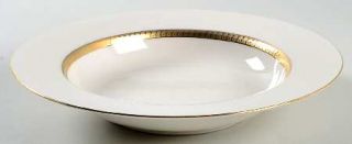 Nikko Inca Gold Large Rim Soup Bowl, Fine China Dinnerware   White, Gold Encrust