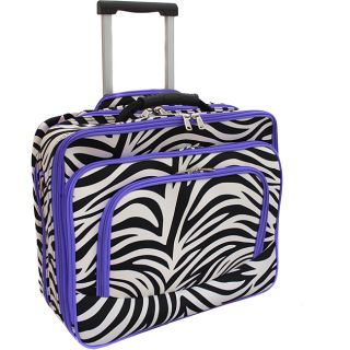 World Traveler Purple Trim Zebra Fashion Print Womens Rolling 17 inch Laptop Case (Zebra Black and White Pattern with Purple TrimComputer Sleeve Size Fits most 17 inch laptopsPadding YesPockets 2Dual gusset designSpacious top zip fully padded main comp