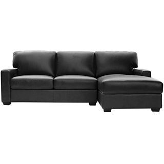 Leather Possibilities Track Arm Sofa/Chaise Sectional, Black