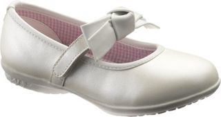 Girls Hush Puppies Bowtina   Pearlized White Leather Casual Shoes