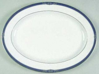 Royal Doulton Byron 16 Oval Serving Platter, Fine China Dinnerware   Blue Borde