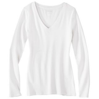 Womens Ultimate Long Sleeve V Neck Tee   Fresh White   XL