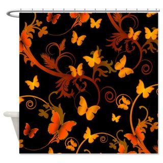  Orange Butterflies Shower Curtain  Use code FREECART at Checkout