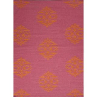 Flat Weave Moroccan Pink Wool Rug (8 X 10)