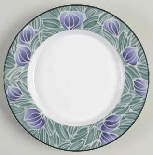 Dansk Eden Bread & Butter Plate, Fine China Dinnerware   Green & Purple Leaves,