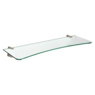 Wall Shelf Concave Clear Glass Shelf With Stainless Steel Cuadro Supports   23.