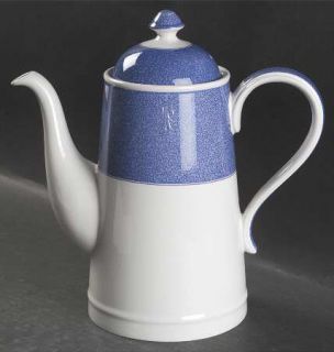 Spode Vermicelli Blue Coffee Pot & Lid, Fine China Dinnerware   Blue Mottled Rim