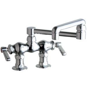 Chicago Faucets 772 DJ13ABCP Universal 2 Handle Kitchen Faucet in Chrome with 13