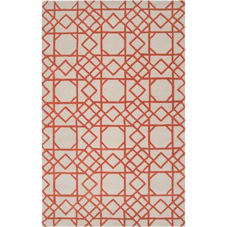 Hand tufted Klundert Orange Geometric Trellis Wool Rug (2 X 3)
