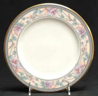 Noritake Embassy Suite Salad Plate, Fine China Dinnerware   Blue Band,Florals,Pi