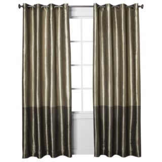 Threshold Banded Faux Silk Window Panel   Taupe (54x95)