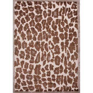 Hand tufted Contemporary Animal Print Brown Rug (36 X 56)