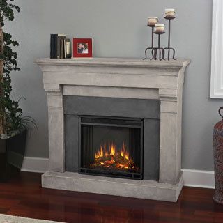 Real Flame Torrence Cinder Stone Electric Cast Fireplace