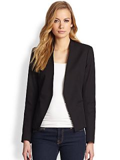 Theory Cropped Open Front Blazer   Black